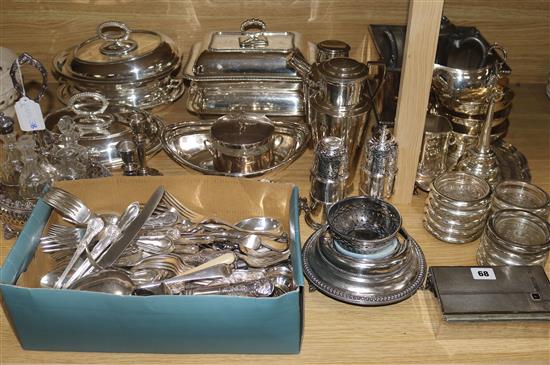 A large quantity of silver plate and silver dwarf candlesticks